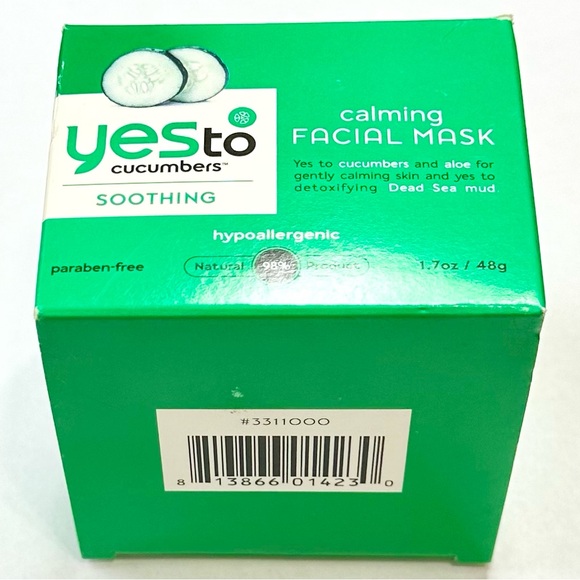Yes To Cucumbers Soothing Calming Facial Mask w/Detoxifying Dead Sea Mud 1.7oz - Picture 4 of 13